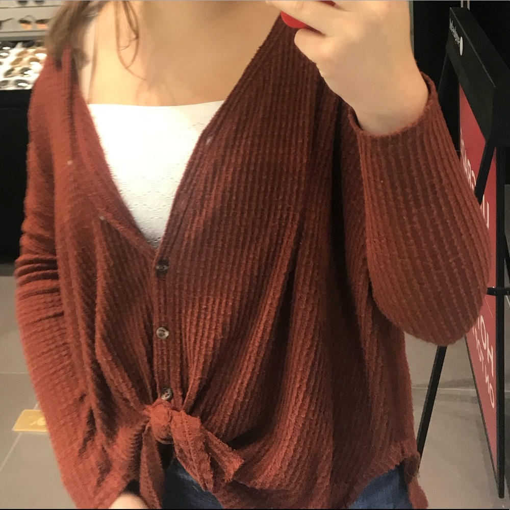urban outfitters waffle knit burnt orange sweater